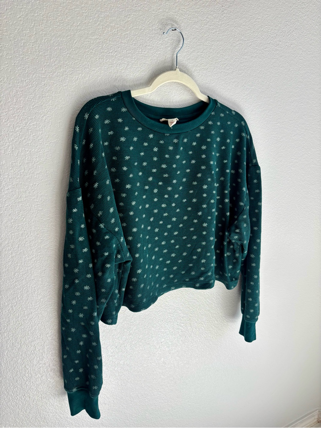 Madewell Evergreen Floral Waffle-Knit Pullover Top
